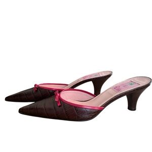 Lilly Pulitzer Brown and Pink Mules